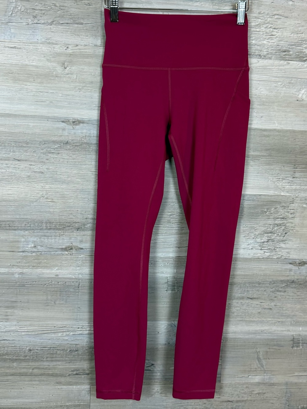 Lululemon High Rise Pocket Leggings Size 6 Berry Magenta Crop Tights LW5SEPSS